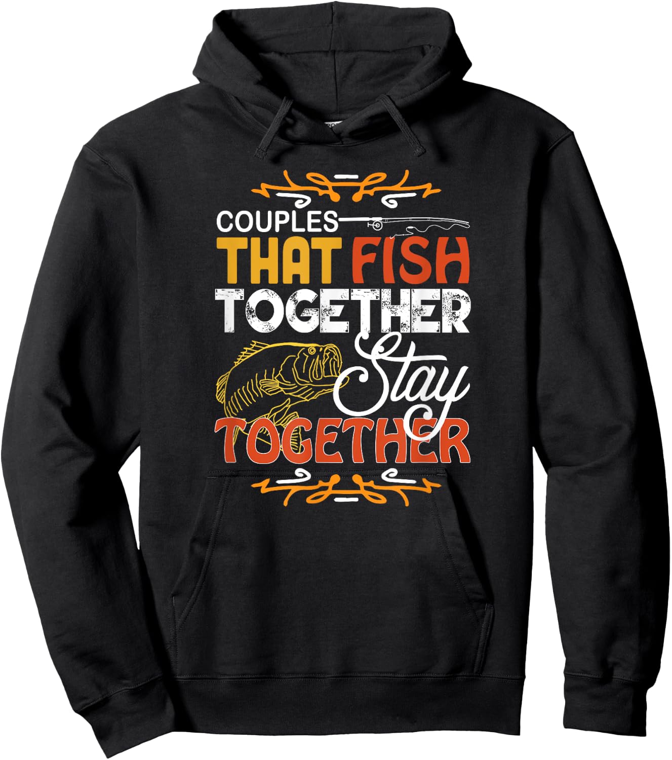 Couples That Fish Together Matching Couples Fishing Gift Hoodie - Hoodie | Black