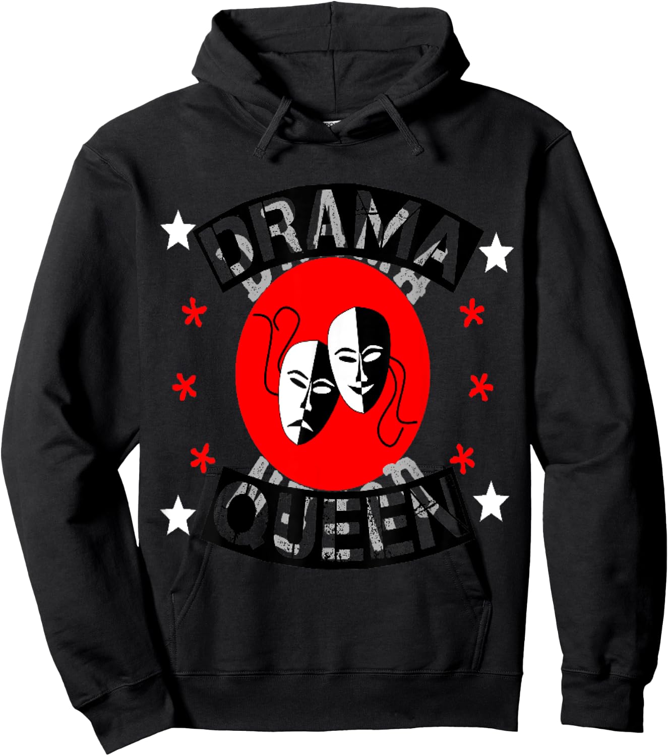 Drama Queen Theater Actor Actress Thespian Black Red Masks Hoodie - Hoodie | Black