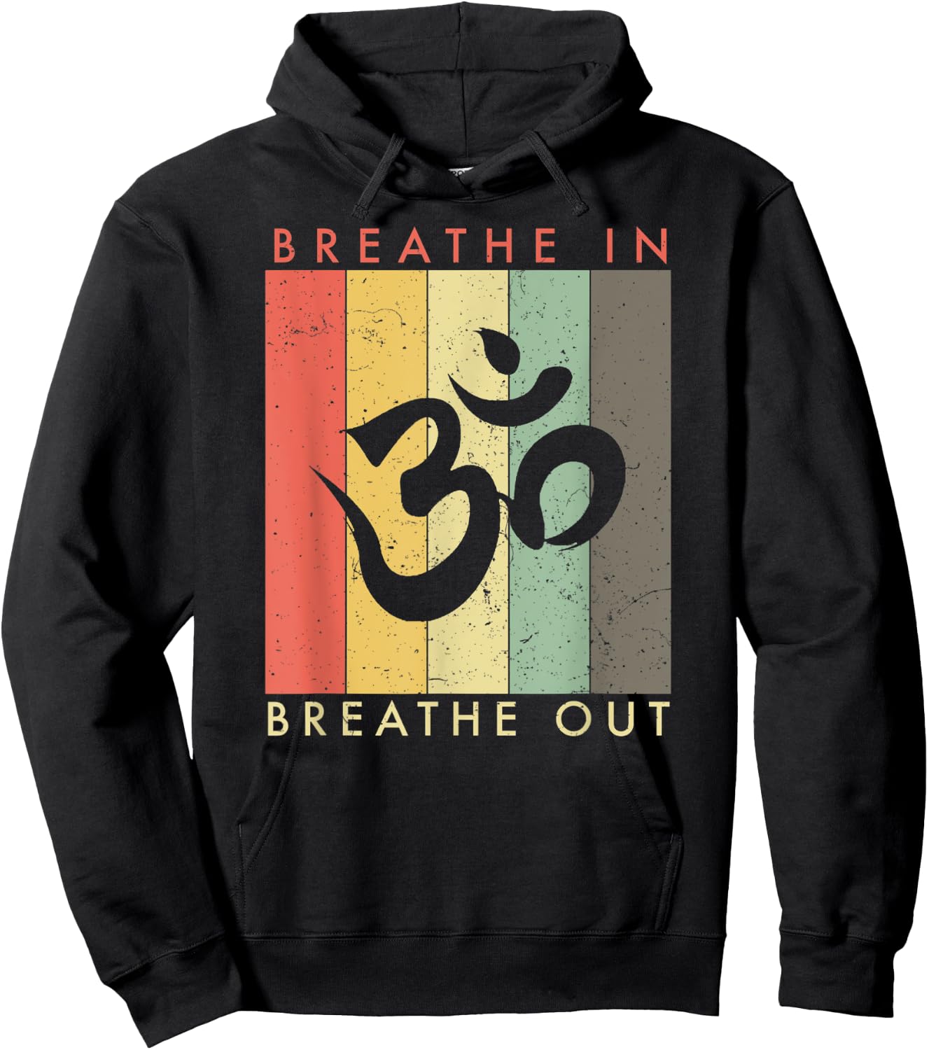 Retro Vintage Meditation Om Symbol - Breathe In Breathe Out Hoodie - Hoodie | Black
