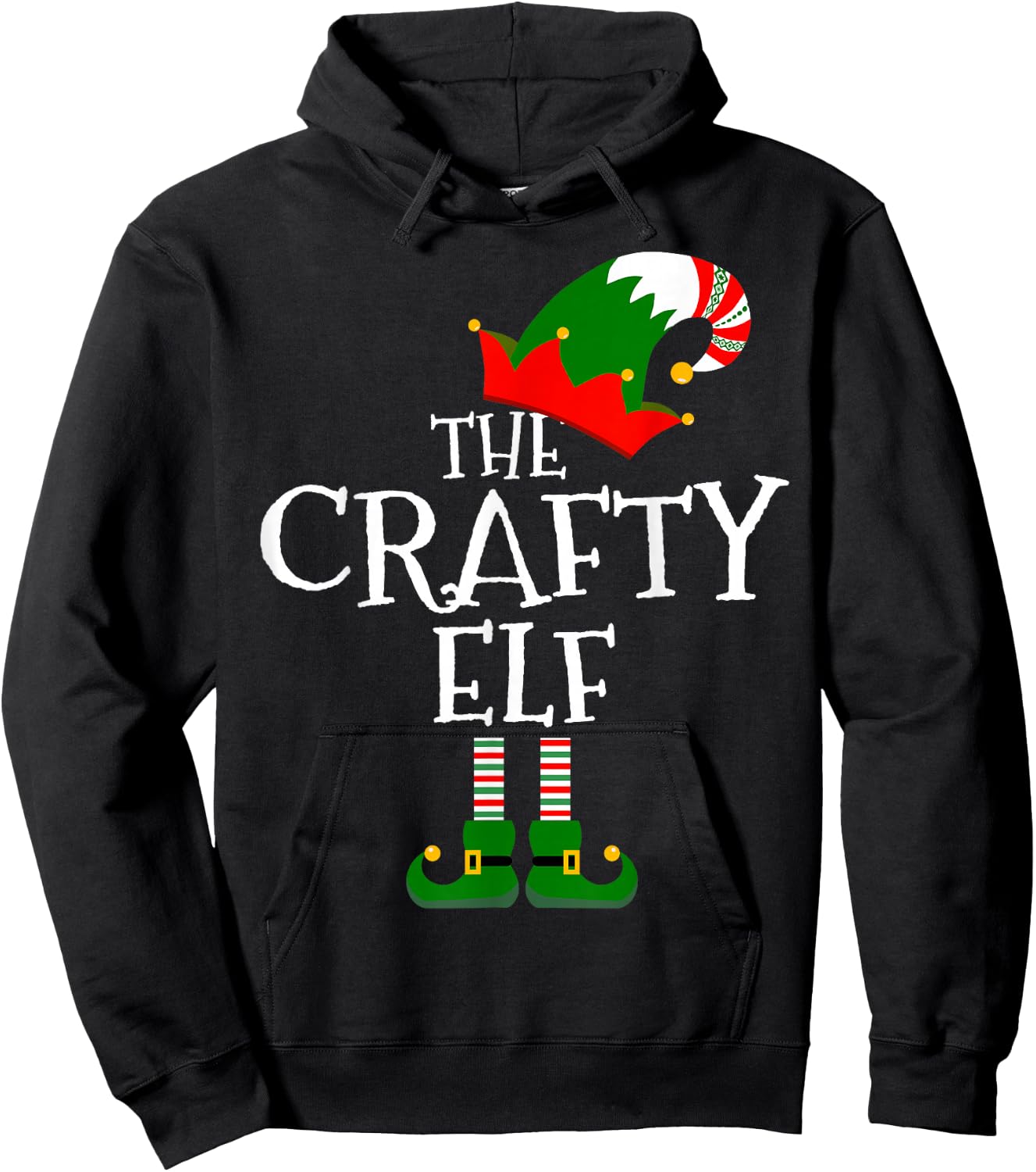 Funny The Crafty Elf Matching Family Group Gift Christmas Hoodie - Hoodie | Black