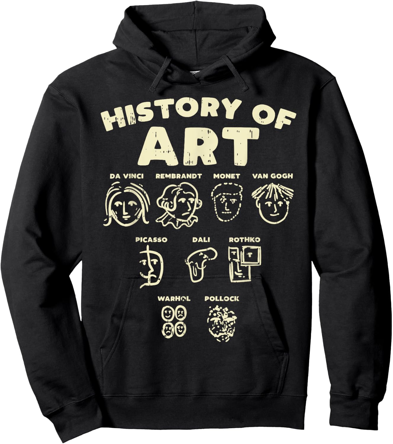 History Of Art Funny Famous Artists Meme Joke Painter Gift Hoodie - Hoodie | Black