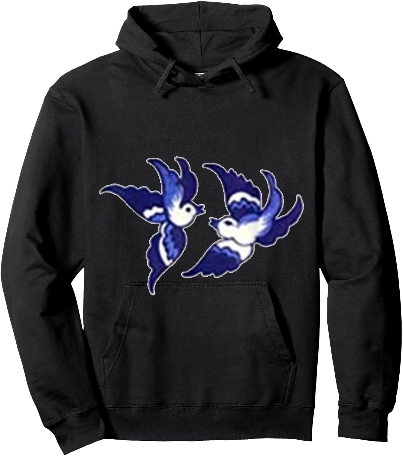 Classic Blue Willow Bird Design Hoodie - Hoodie | Black