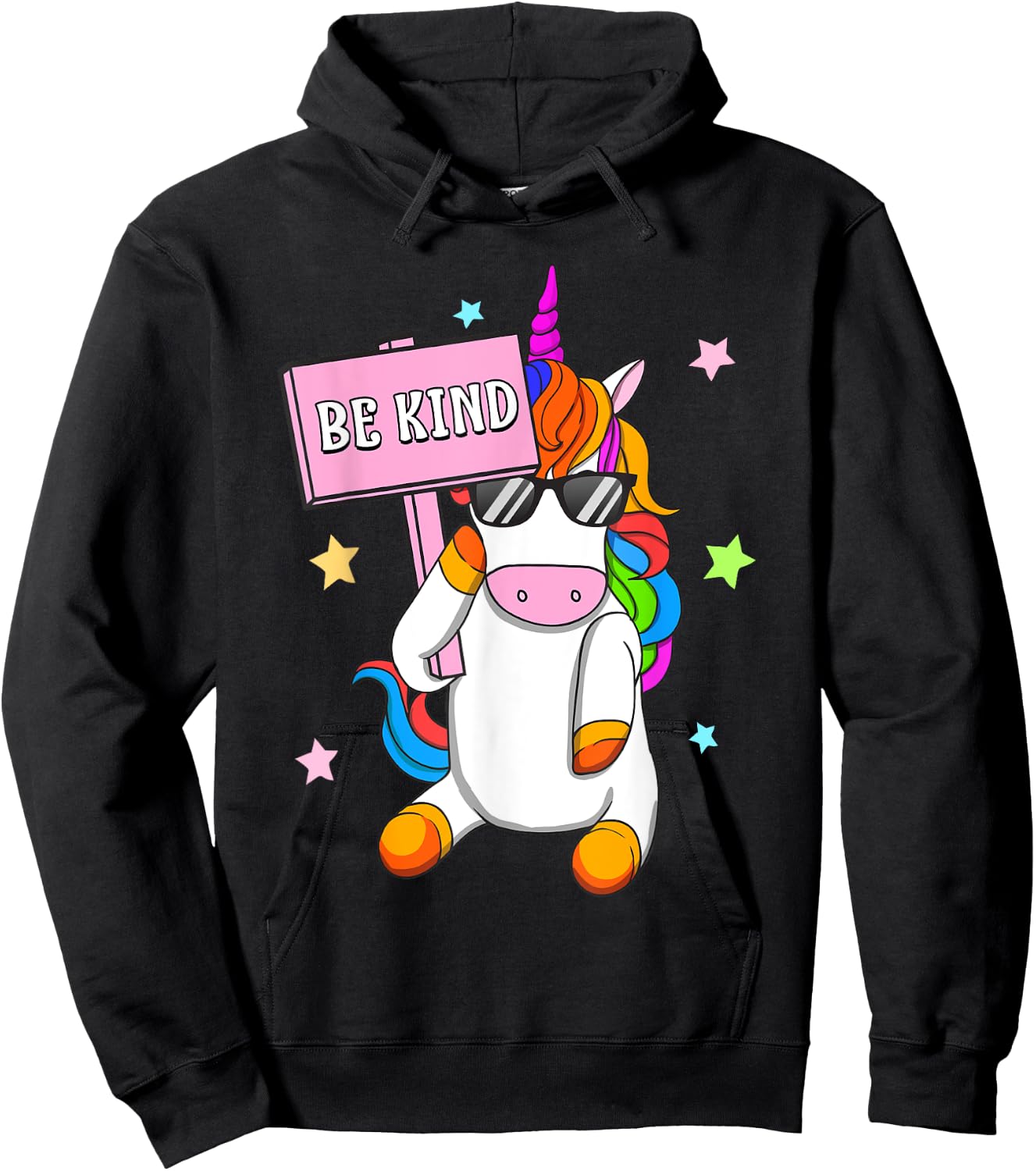 Choose Kindness Anti-Bullying Be Kind Girls Unicorn Hoodie - Hoodie | Black