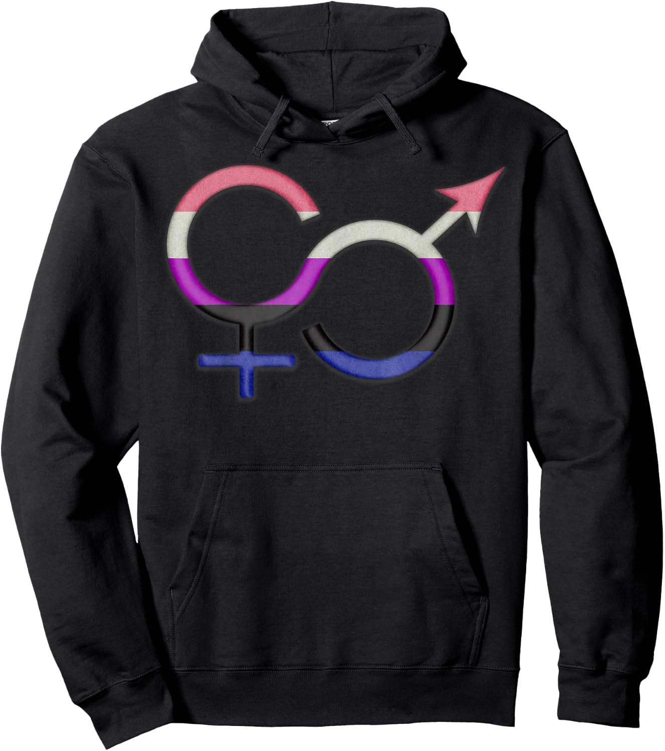 Gender Fluid Symbol in Pride Flag Colors Hoodie - Hoodie | Black