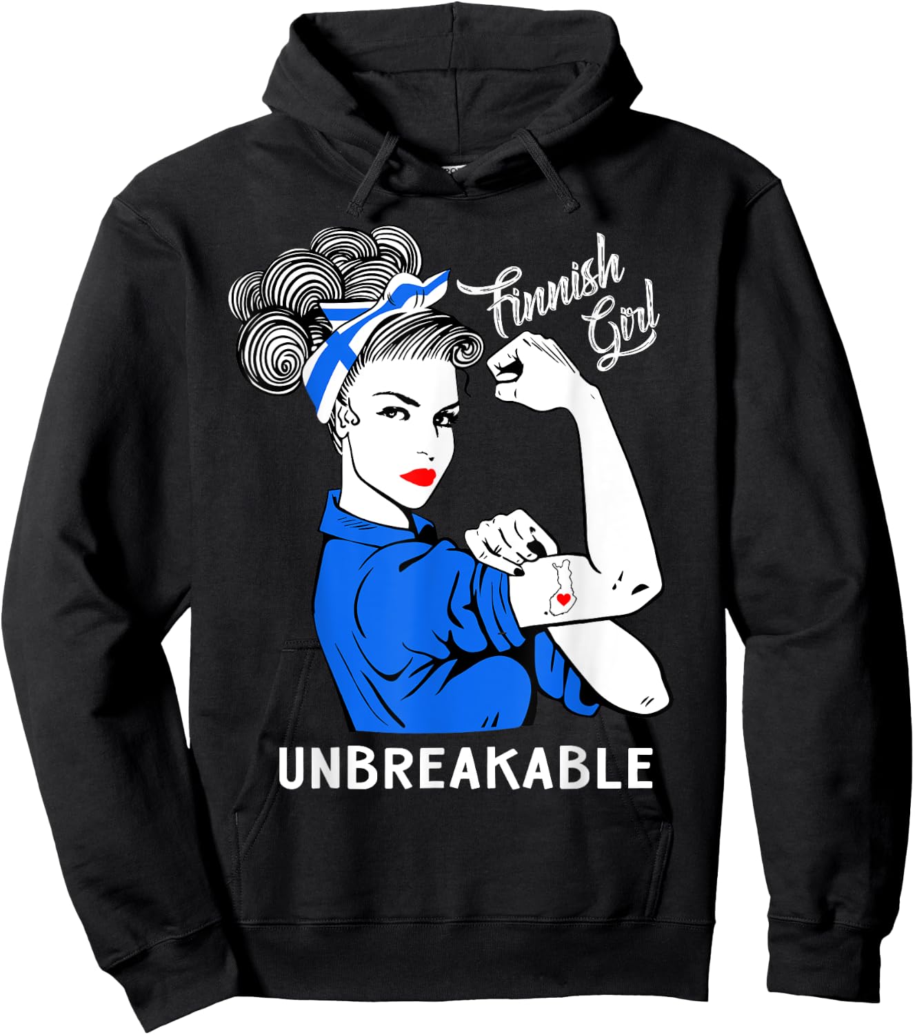 Finnish Girl Unbreakable Heritage Finland Flag Gift Hoodie - Hoodie | Black
