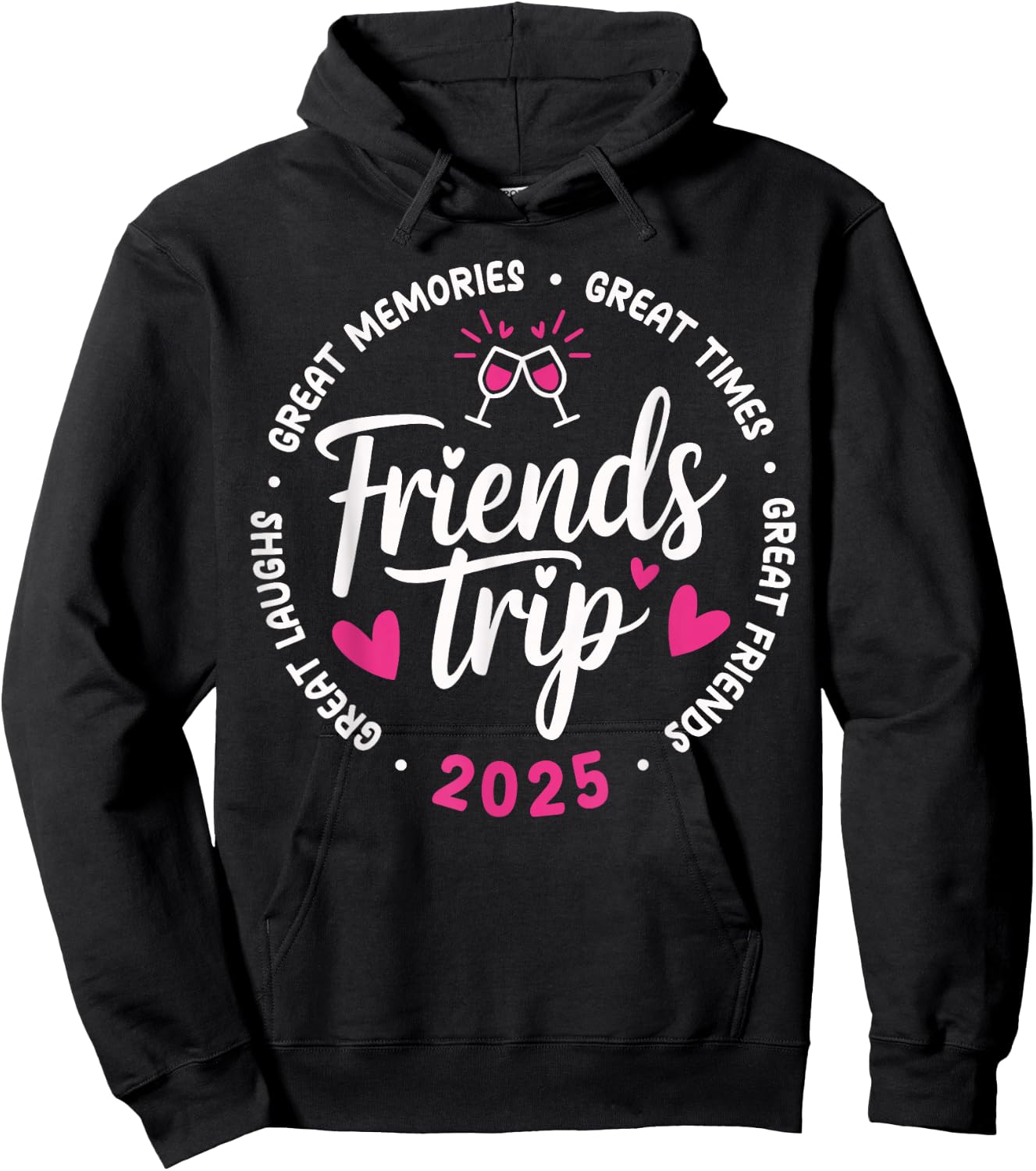 2025 Friends Trip Design Vacation Black Small Hoodie - Hoodie | Black