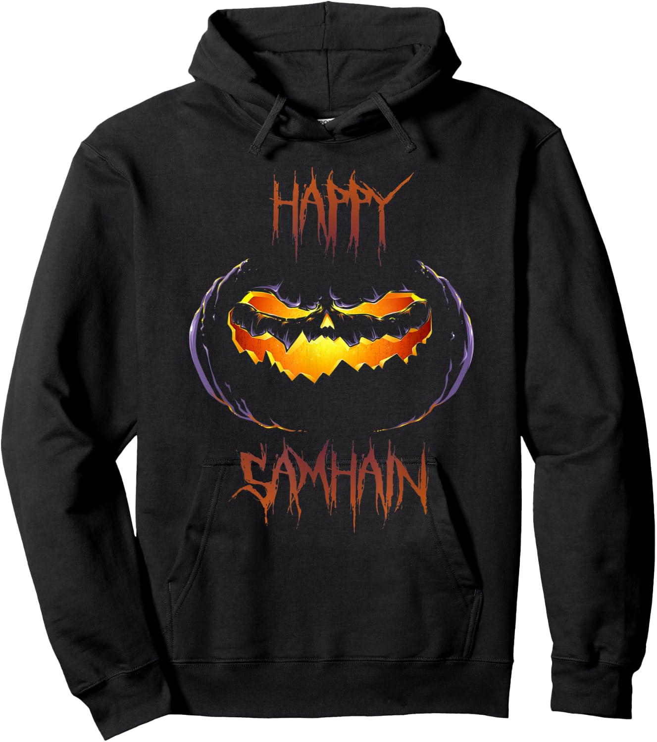 Happy Samhain Scary Jack O Lantern Halloween Hoodie - Hoodie | Black