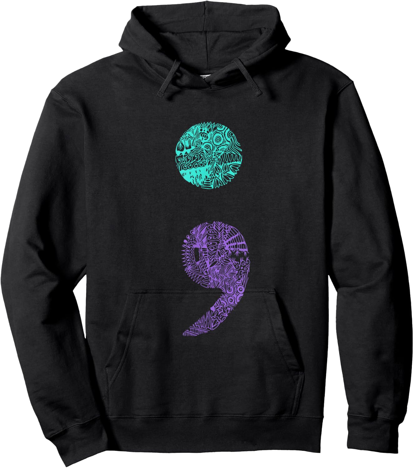 Semicolon Gift Suicide Prevention Awareness Hoodie - Hoodie | Black
