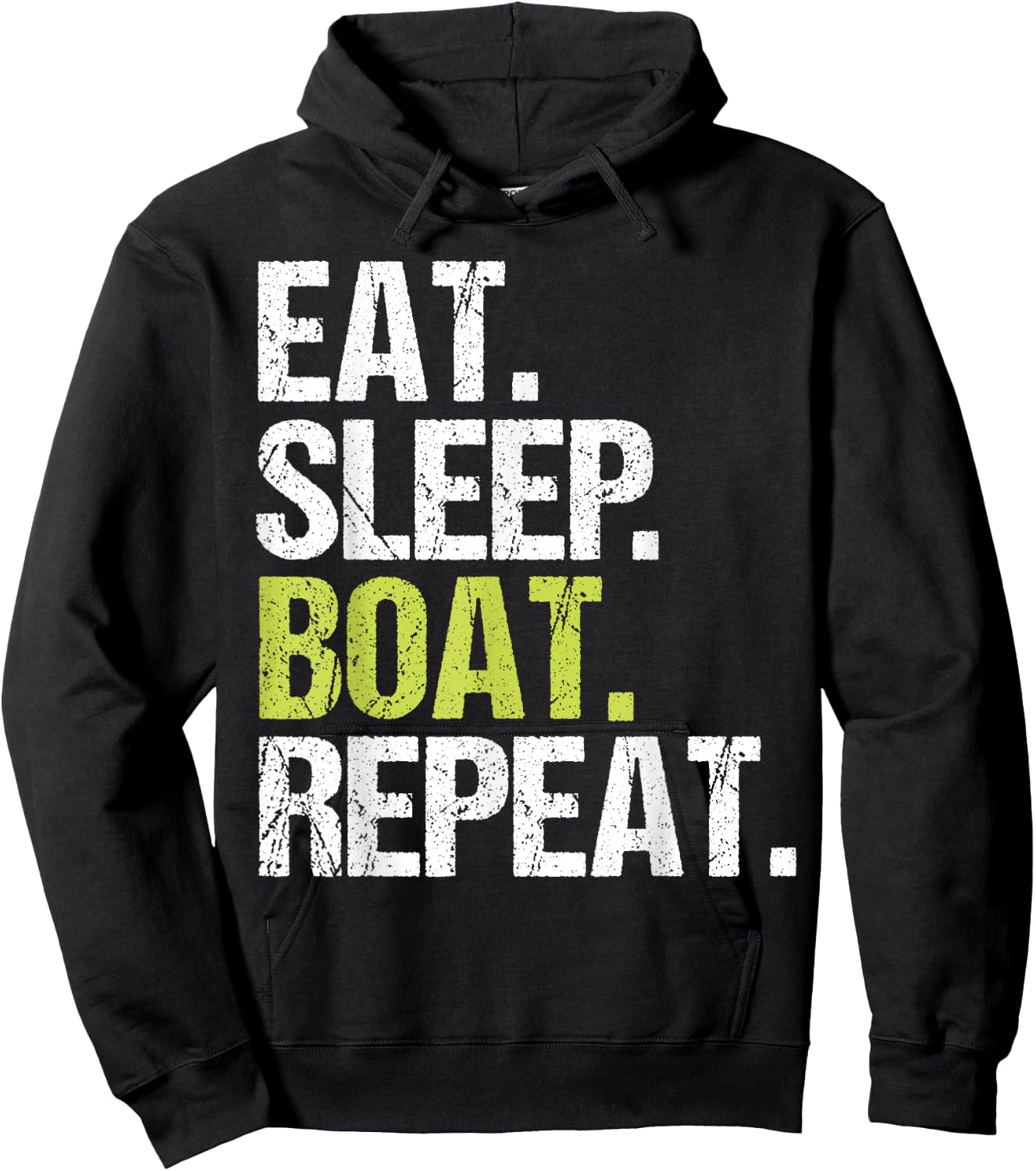 Eat Sleep Boat Repeat Shirt Boating Sailor Christmas Gift Hoodie - Hoodie | Black
