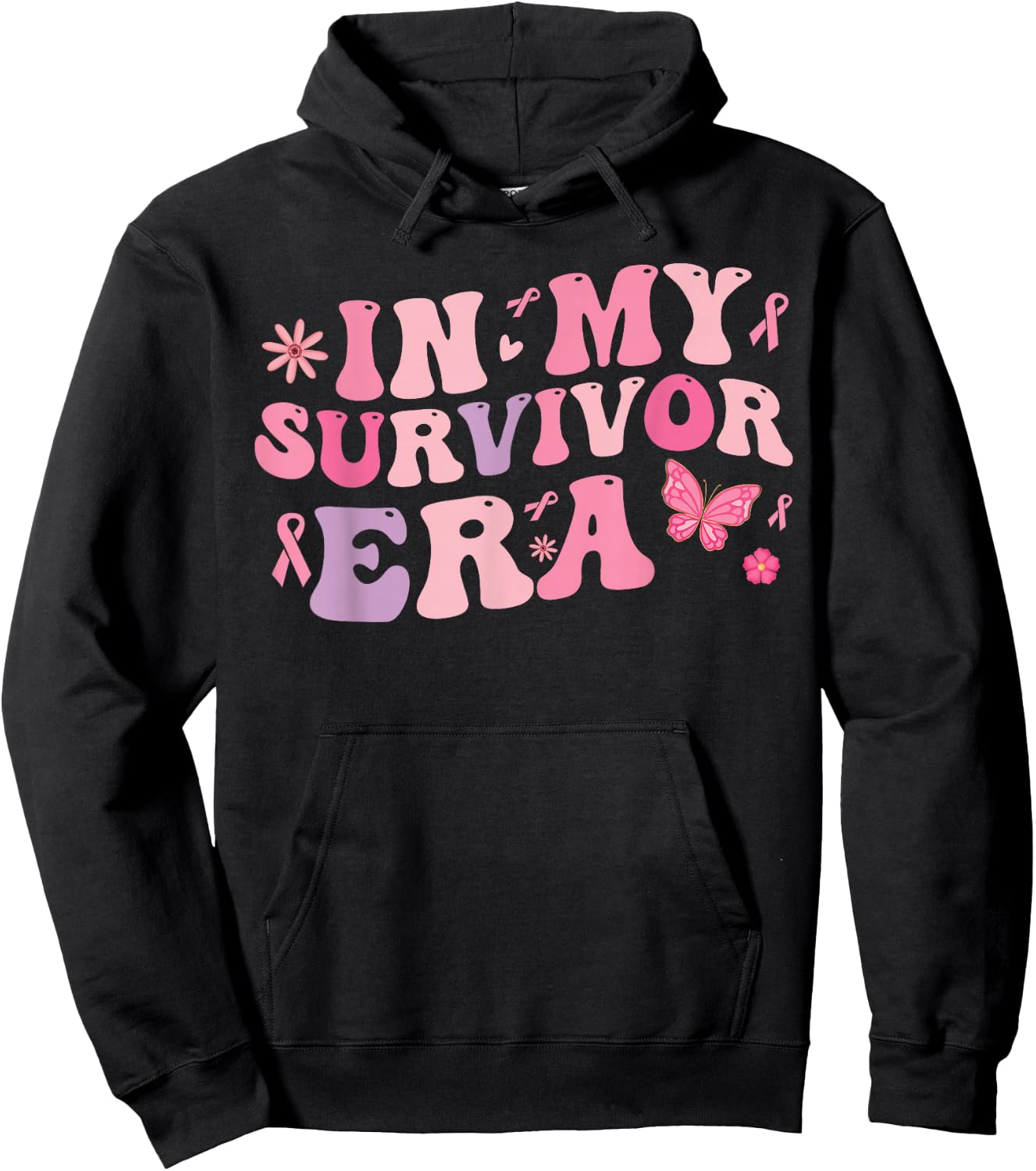 in my survivor era - Cancer Women Breast Cancer Pink Ribbon Hoodie - Hoodie | Black