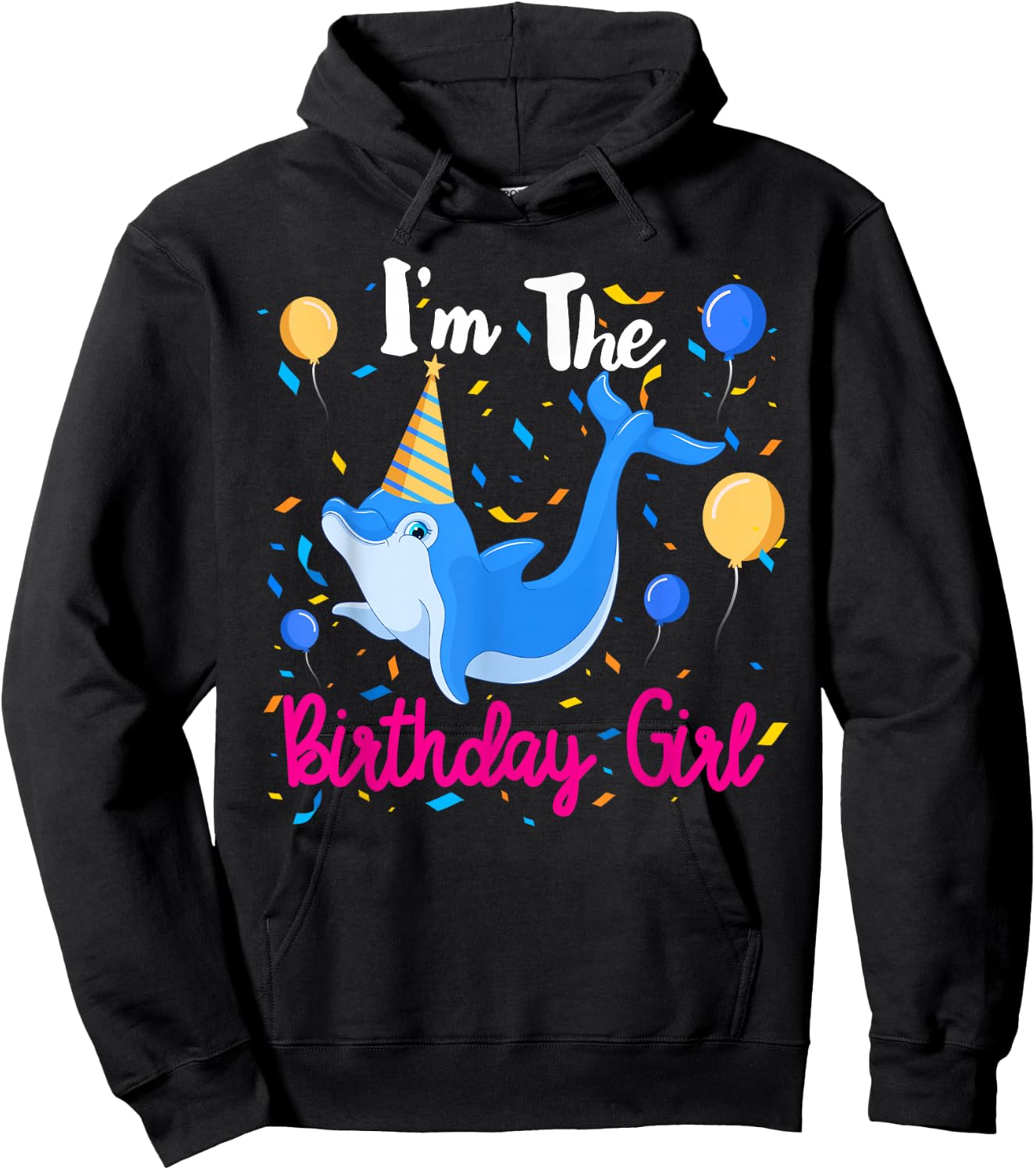 Dolphin Birthday Party Girl Shirt Gift Hoodie - Hoodie | Black