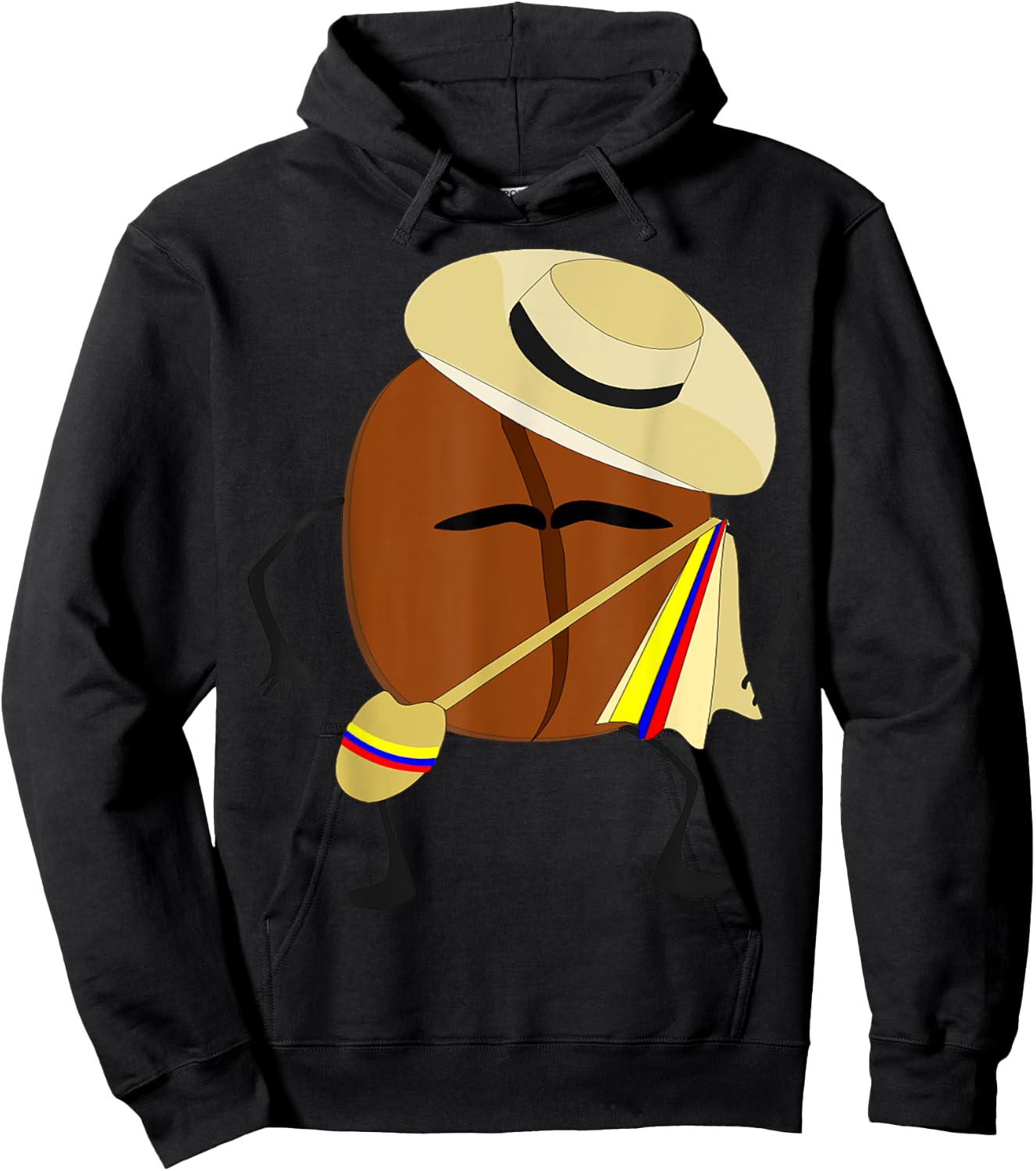Colombian Coffee Bean Guy , traditional folk clothes Hoodie - Hoodie | Black