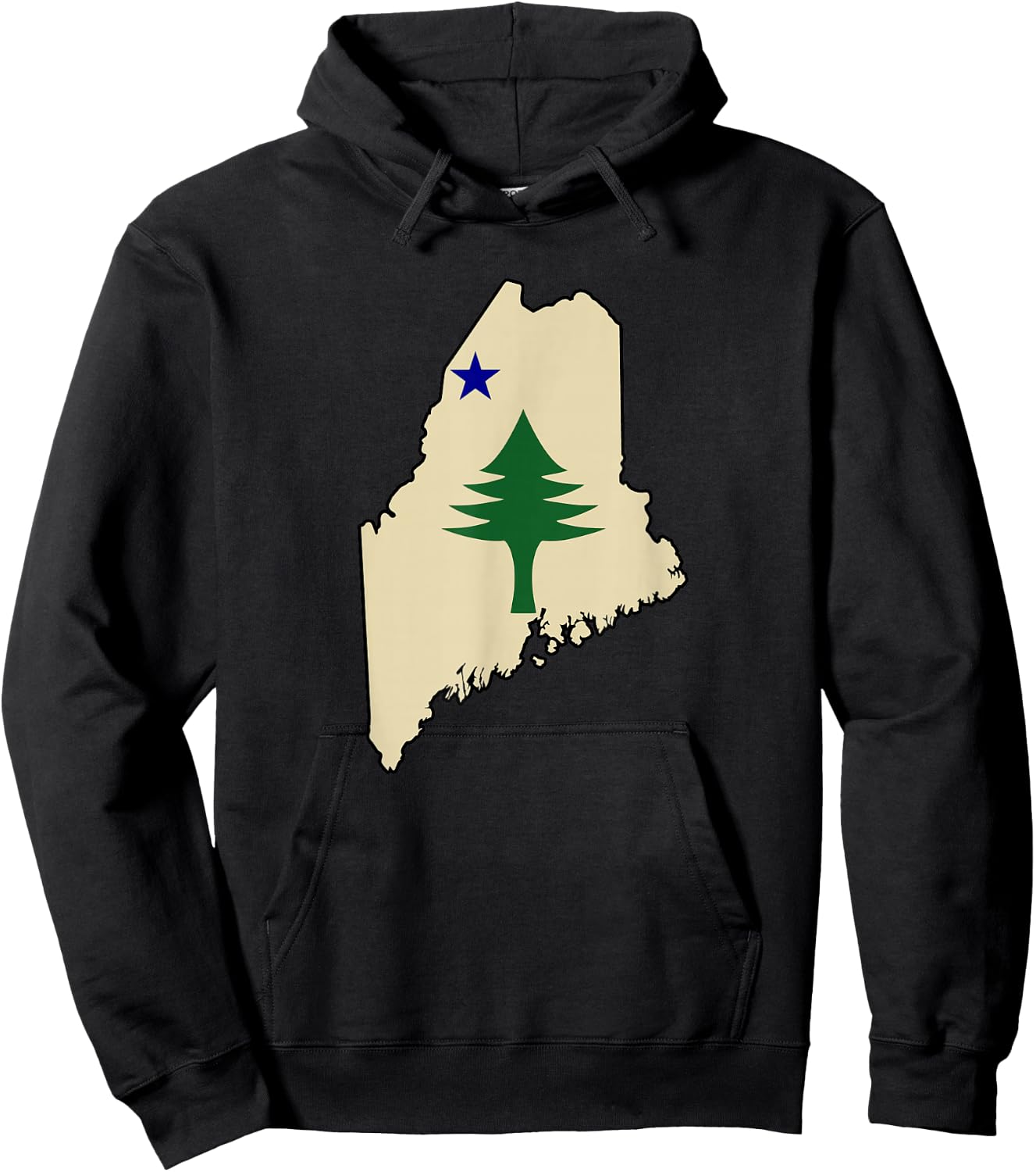 Old Maine State Flag 1901 Pine Tree Star Hoodie - Hoodie | Black