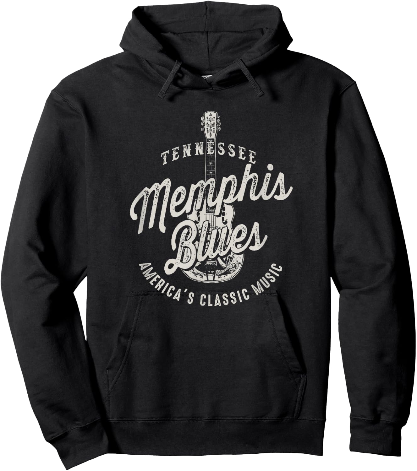 Memphis Blues Music USA Guitar Vintage Hoodie - Hoodie | Black