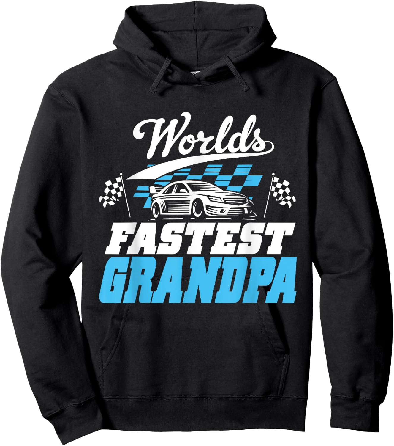 World's Fastest Grandpa Race Car Checkered Flag Hoodie - Hoodie | Black