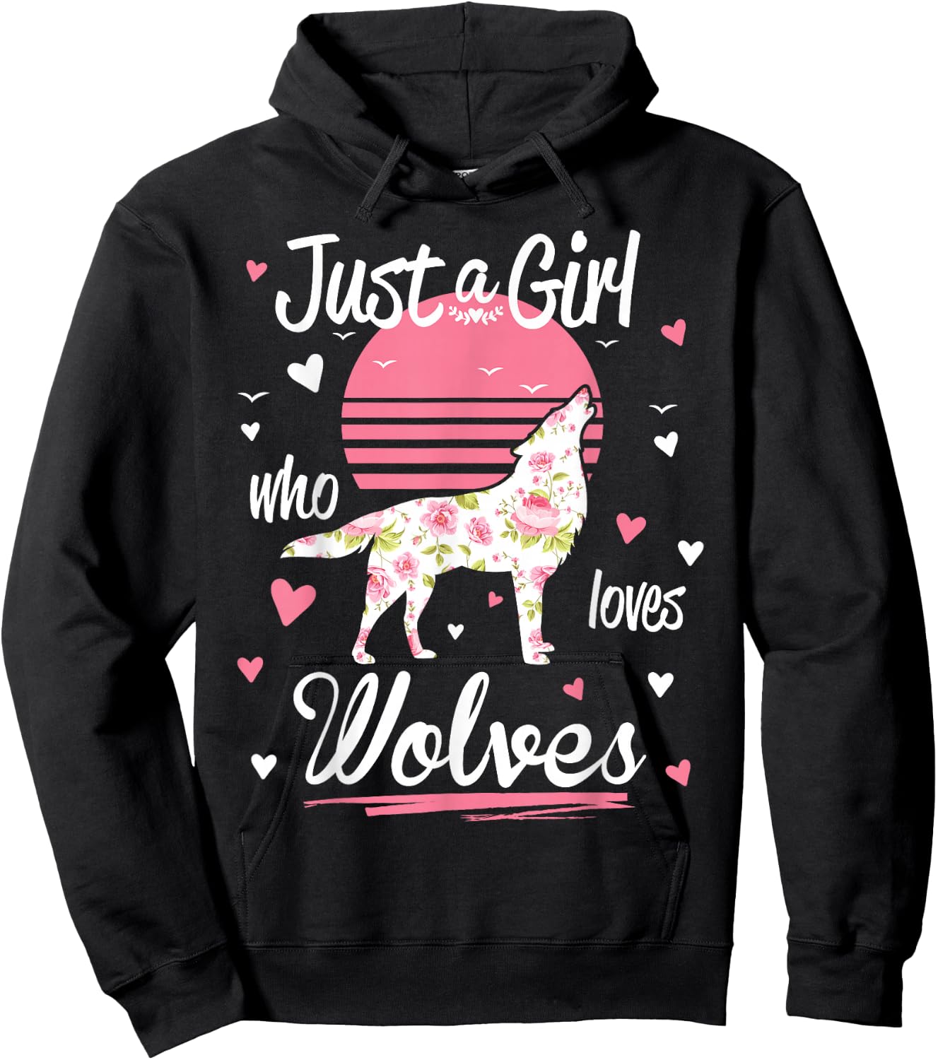 Just A Girl Who Loves Wolves Wolf Shirt Vintage Hoodie - Hoodie | Black