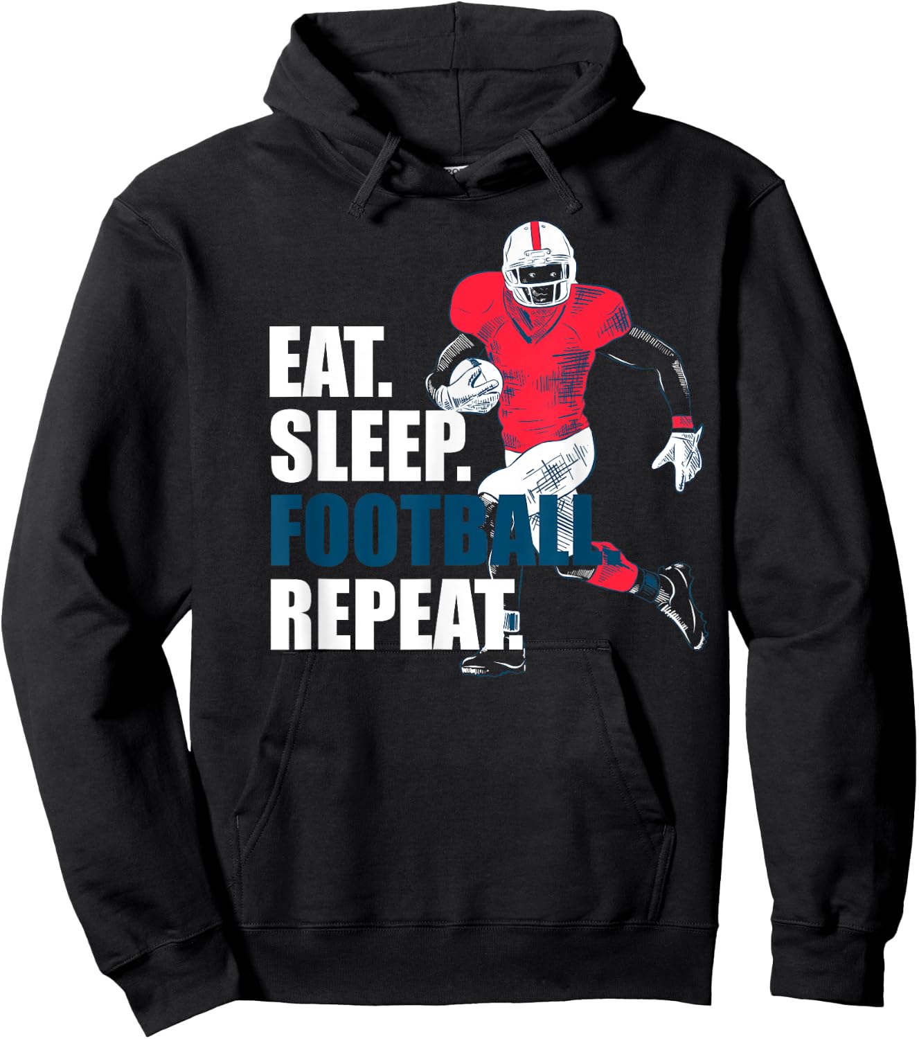 Eat Sleep Football Repeat Shirts, Football Lovers Gear Gift Hoodie - Hoodie | Black