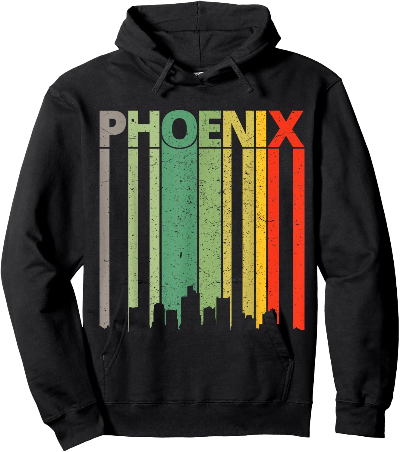 Phoenix Shirt | 80's Vintage Retro Phoenix Skyline Hoodie - Hoodie | Black