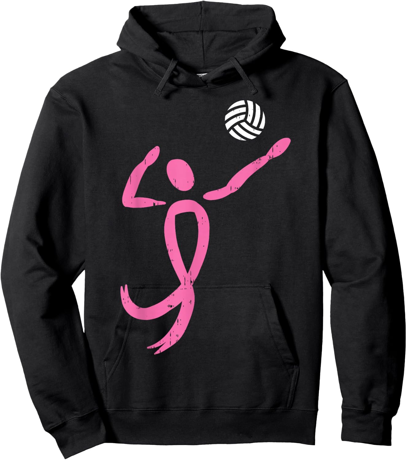 Volleyball Pink Ribbon Breast Cancer Awareness Sport Gift Hoodie - Hoodie | Black