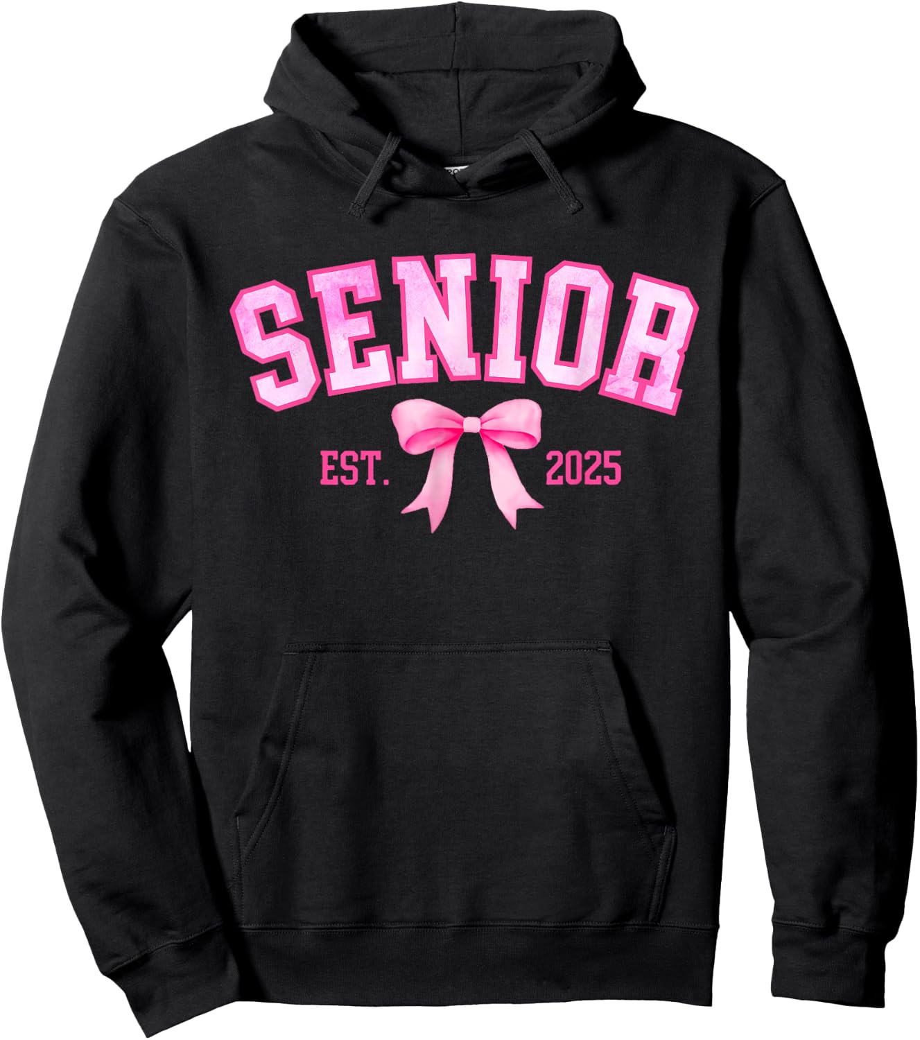 Senior 2025 Coquette Class of 2025 Pink Bows Retro Hoodie - Hoodie | Black