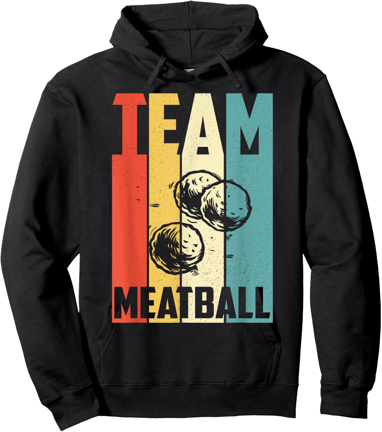 Vintage Team Meatball Funny Retro Meatballs Hoodie - Hoodie | Black