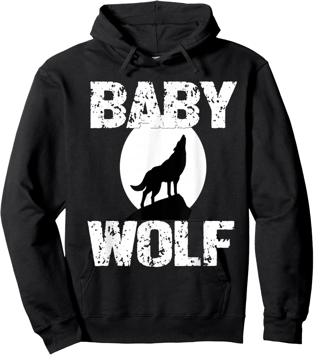 Baby Wolf Matching Family Tribe Wolves Moon Kid Girl Boy Cub Hoodie - Hoodie | Black