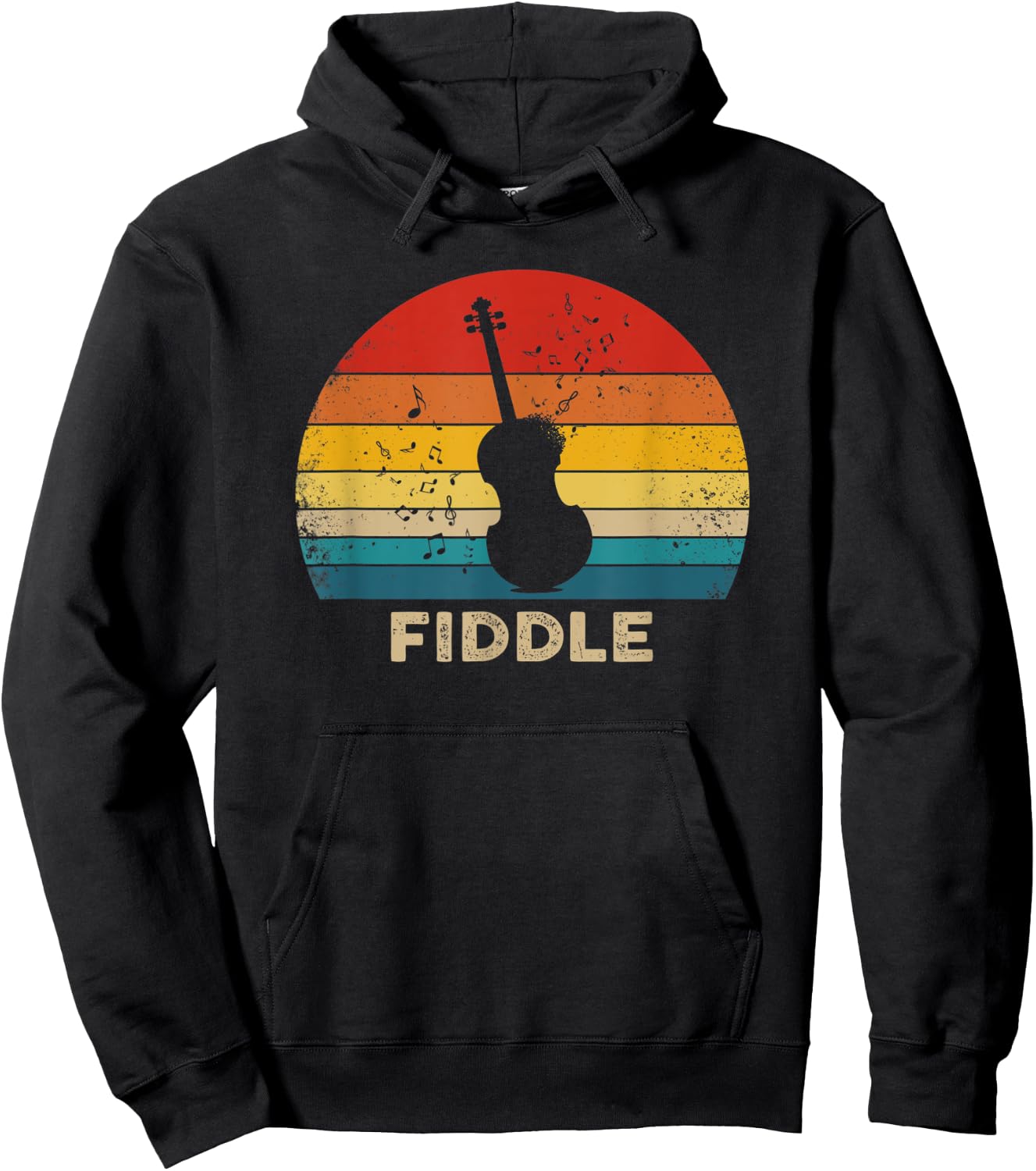 Vintage Fiddle Retro Sunset Hoodie - Hoodie | Black