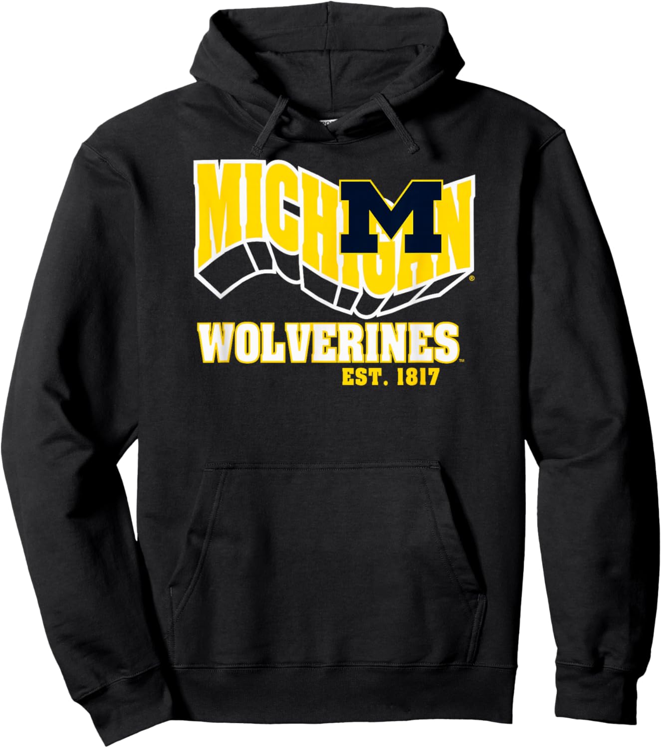 Michigan Wolverines Retro Flashblock Black Hoodie - Hoodie | Black