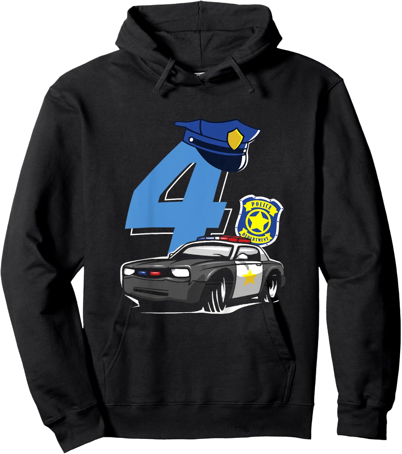 Kids 4th Birthday Police Car Policeman Costume Hoodie - Hoodie | Black