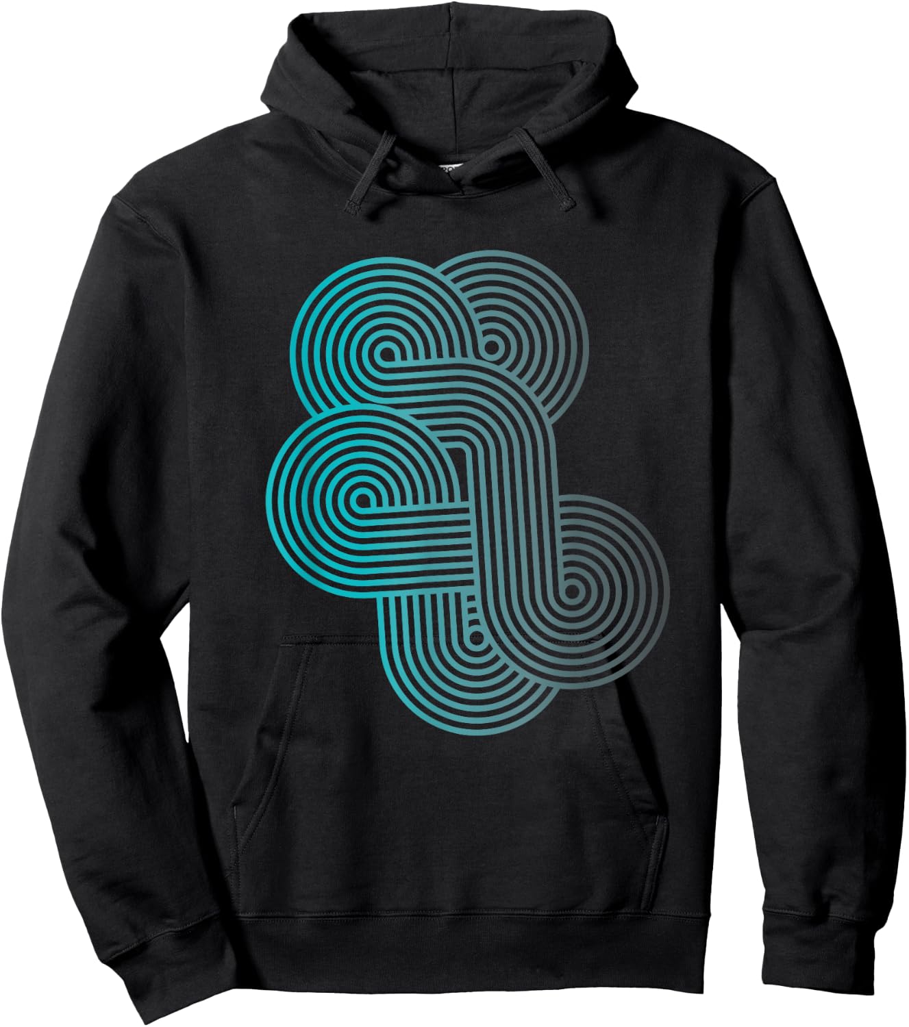 Modern Geometric Line Art Graphic Gradient Hoodie - Hoodie | Black