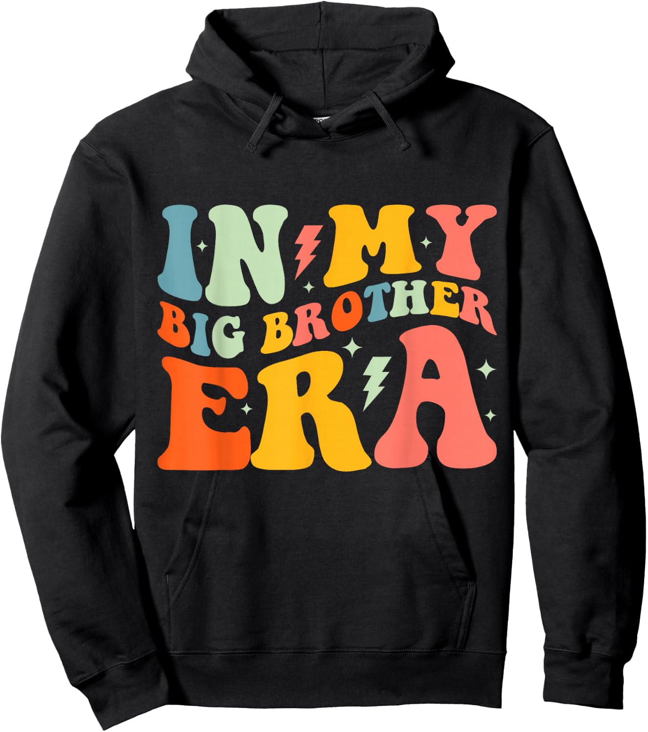 In My Big Brother Era Groovy Funny Big Bro Kids Boys Toddler Hoodie - Hoodie | Black