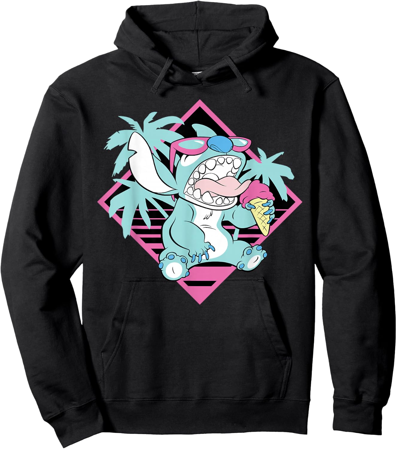 Disney Lilo & Stitch Ice Cream Retro 90s Beach Hoodie - Hoodie | Black