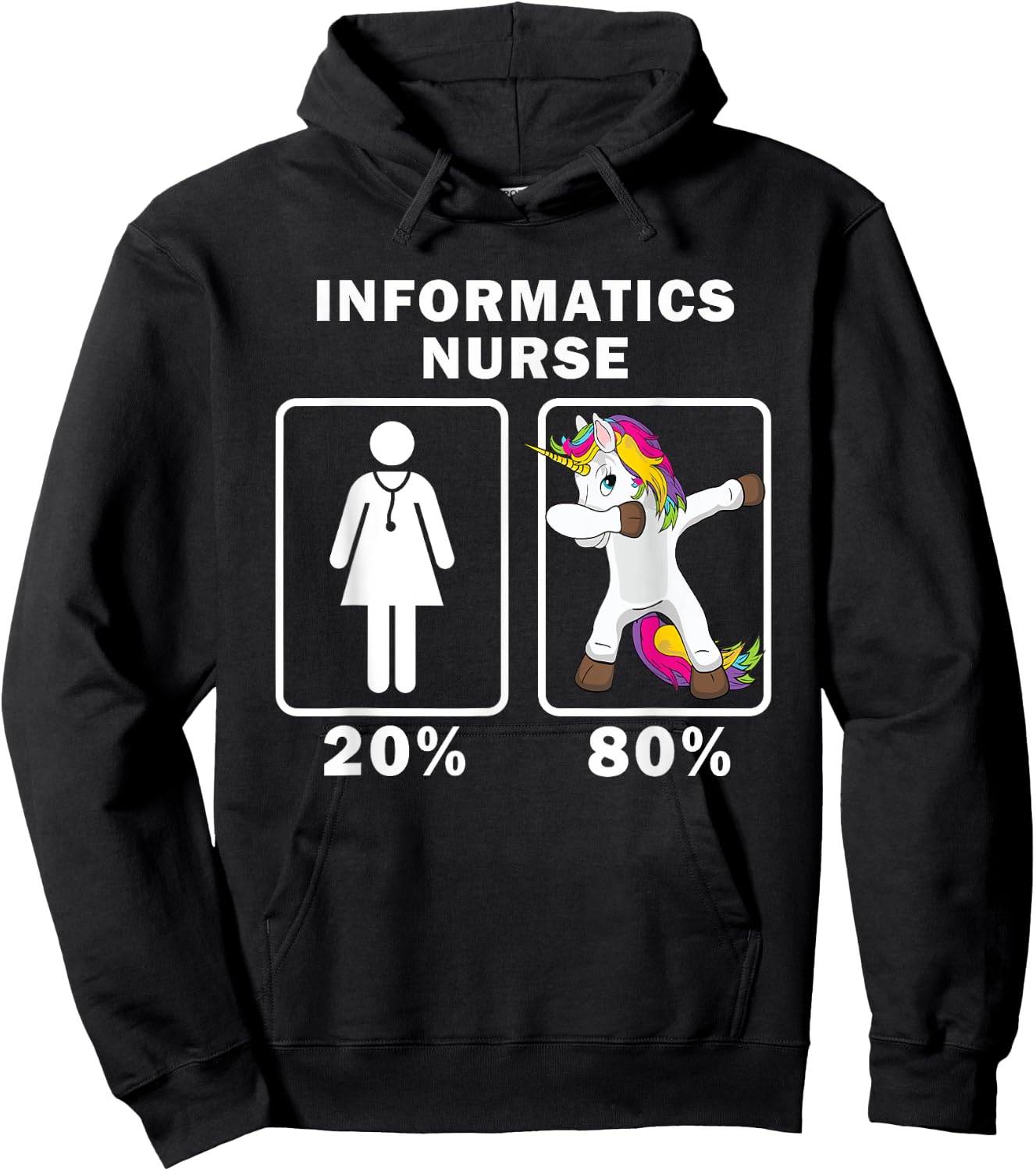 Informatics Nurse Dabbing Unicorn 80 20 Principle Hoodie - Hoodie | Black