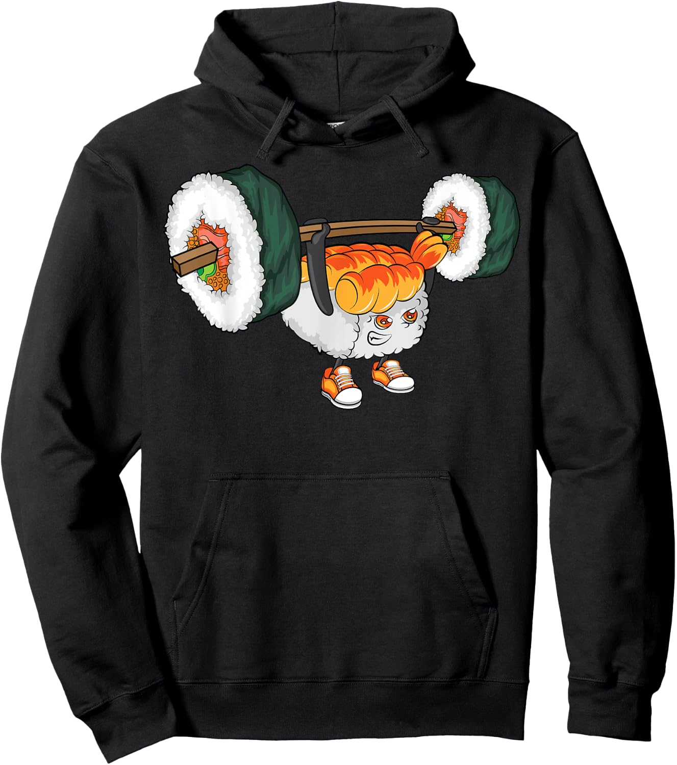 Funny Sushi Weight Lifting Shirt Japanese Food Gym Cute Gift Hoodie - Hoodie | Black