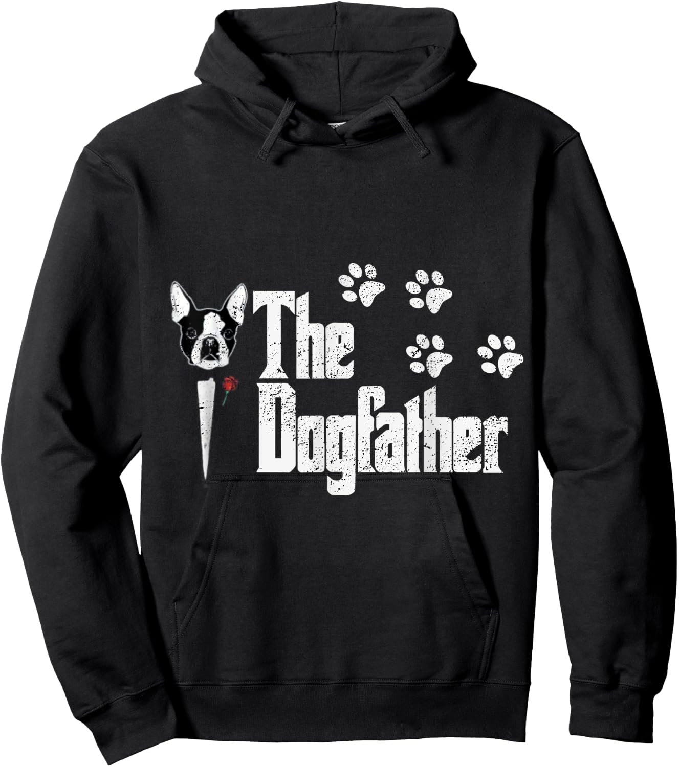 The Dogfather Boston Terrier Dog Dad Gift Hoodie - Hoodie | Black