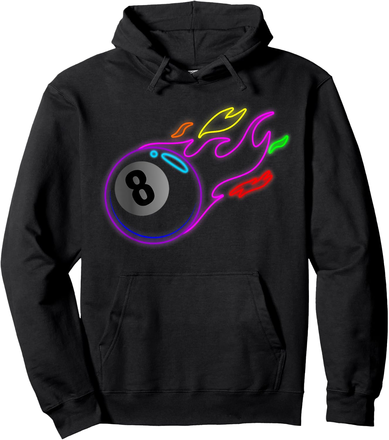 Colorful Neon Lights Eight Ball Billiards Pool MM Hoodie - Hoodie | Black