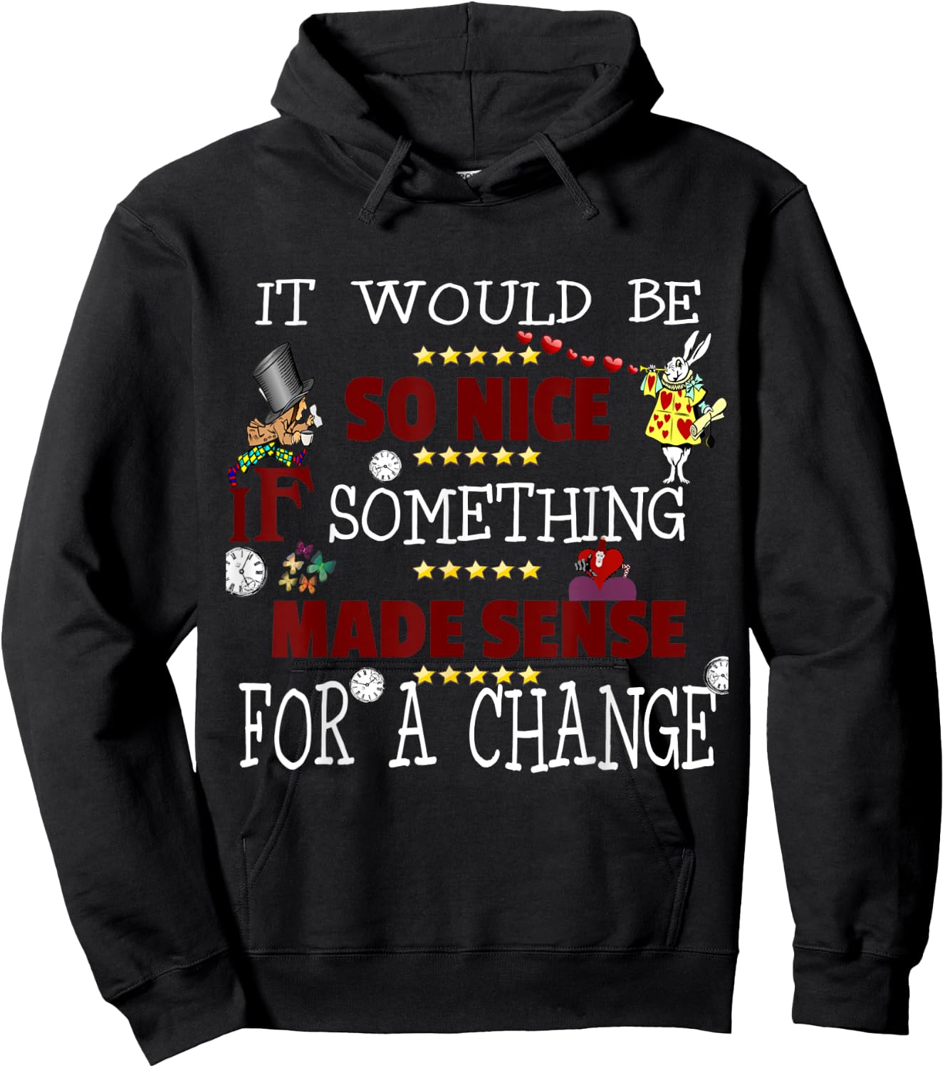 Alice in Wonderland Madhhater Shirt White Rabbit T Hoodie - Hoodie | Black