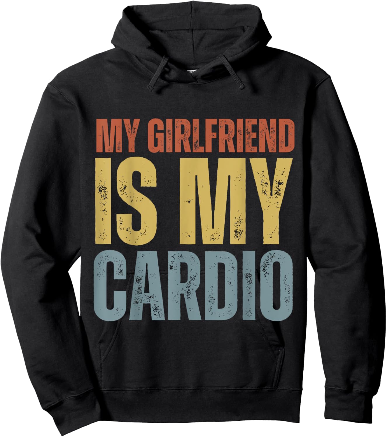 My Girlfriend Is My Cardio Gym Fitness -Adults Black Small Modern Classic Round Collar Short Sleeve Hoodie - Hoodie | Black