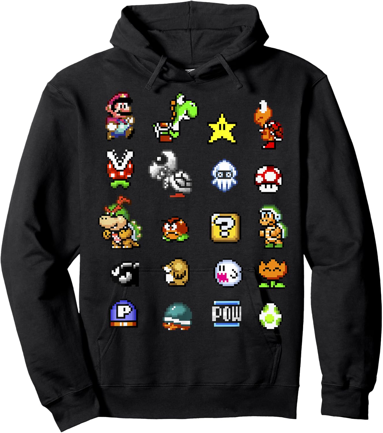 Nintendo Super Mario Friends & Enemies Sprites Hoodie - Hoodie | Black