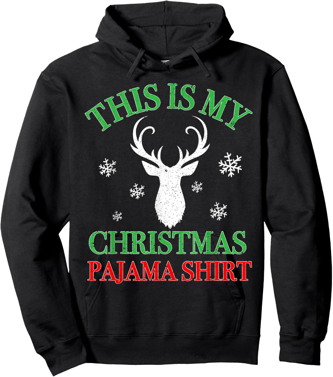 This Is My Christmas Pajama Shirt Snow Reindeer Xmas Gift Hoodie - Hoodie | Black