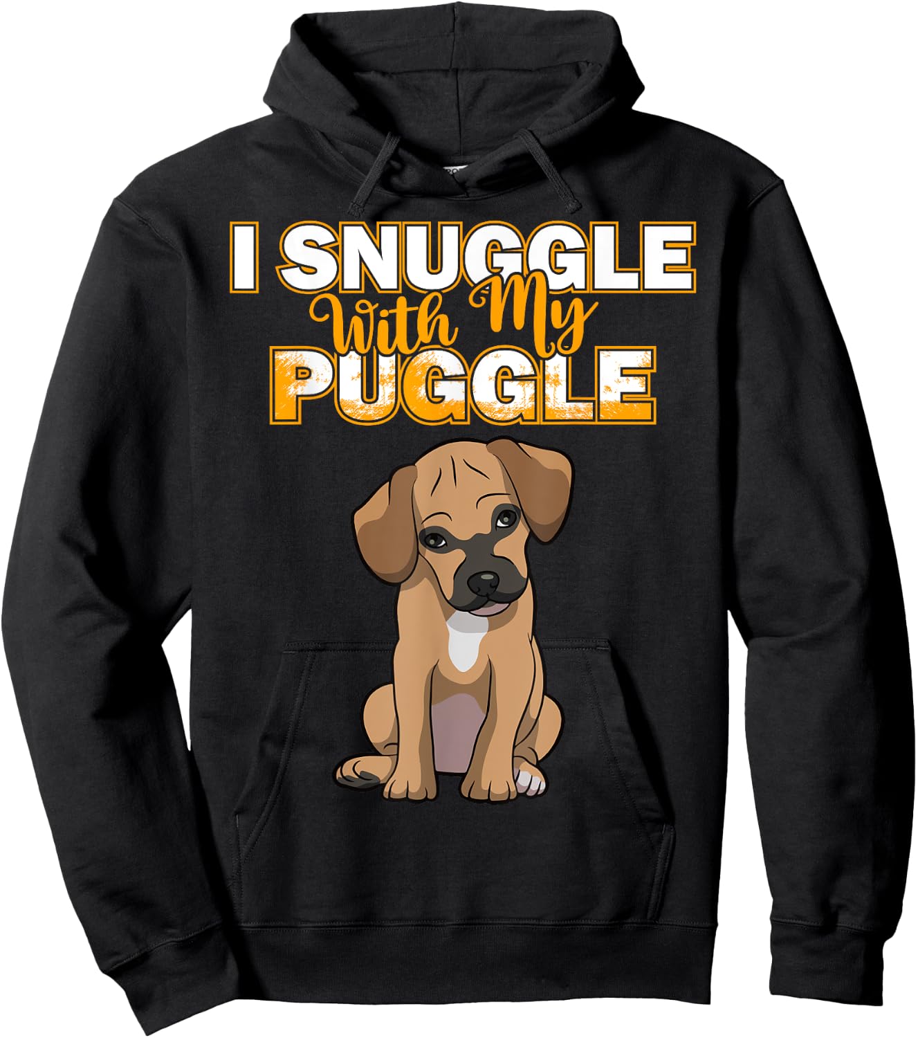 Funny Puggle Shirt Women's Puggle I Snuggle With My Puggle Shirt Black Cartoon Short Sleeve Size Small Hoodie - Hoodie | Black
