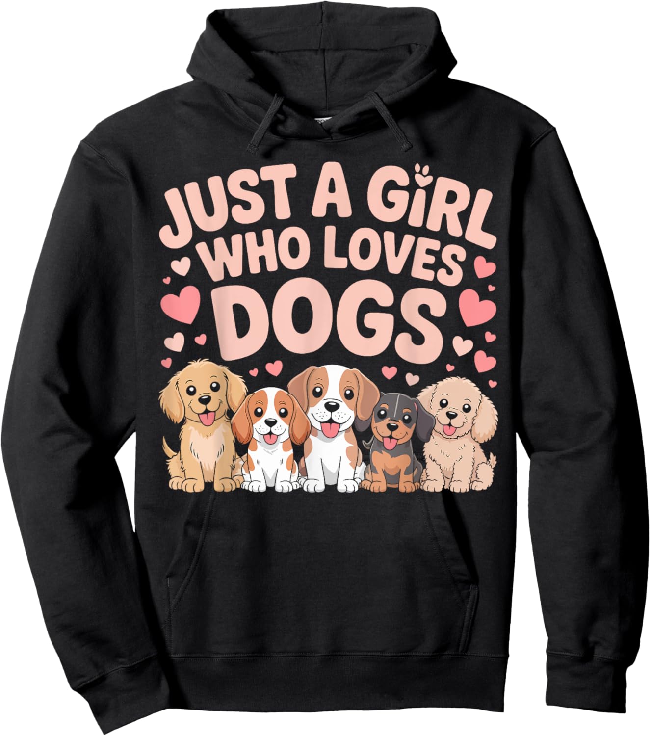Just A Girl Who Loves Dogs Cute Puppy Lover Gifts for Kids Hoodie - Hoodie | Black