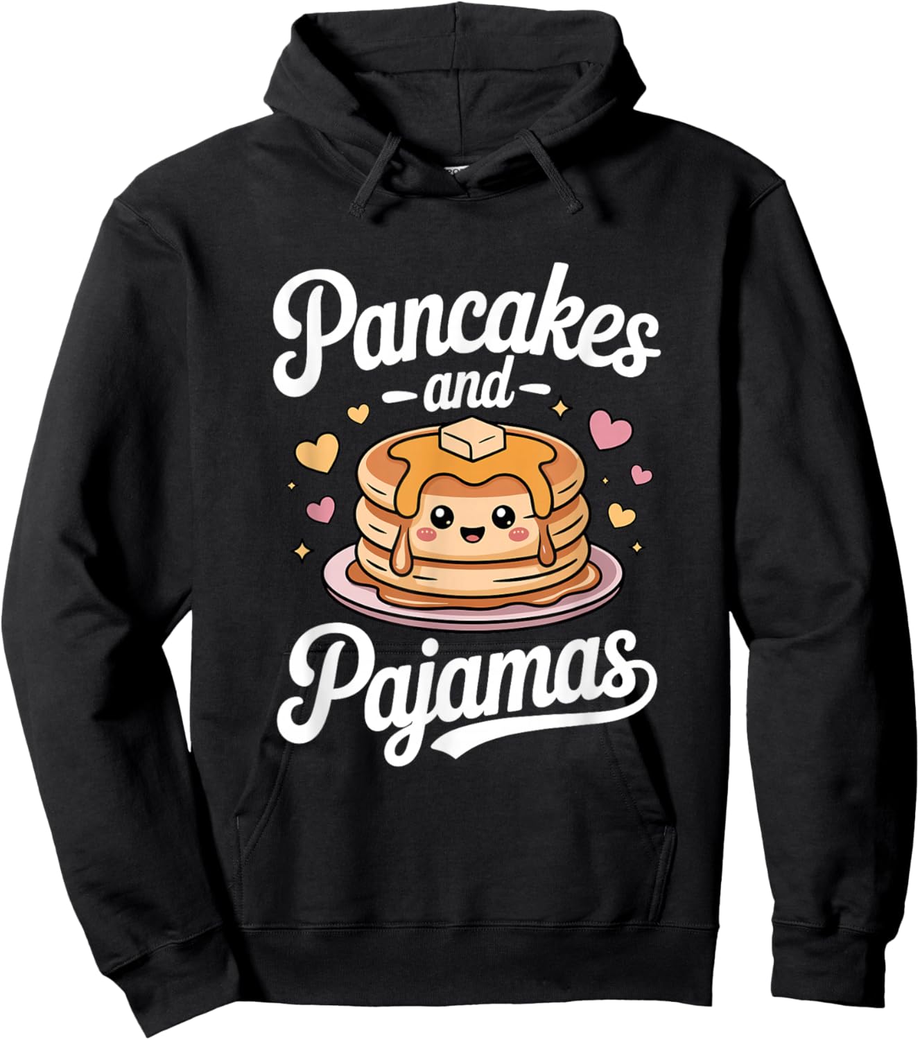 Cute Kawaii Pancakes and Pajamas Sleepover Breakfast Lover Hoodie - Hoodie | Black