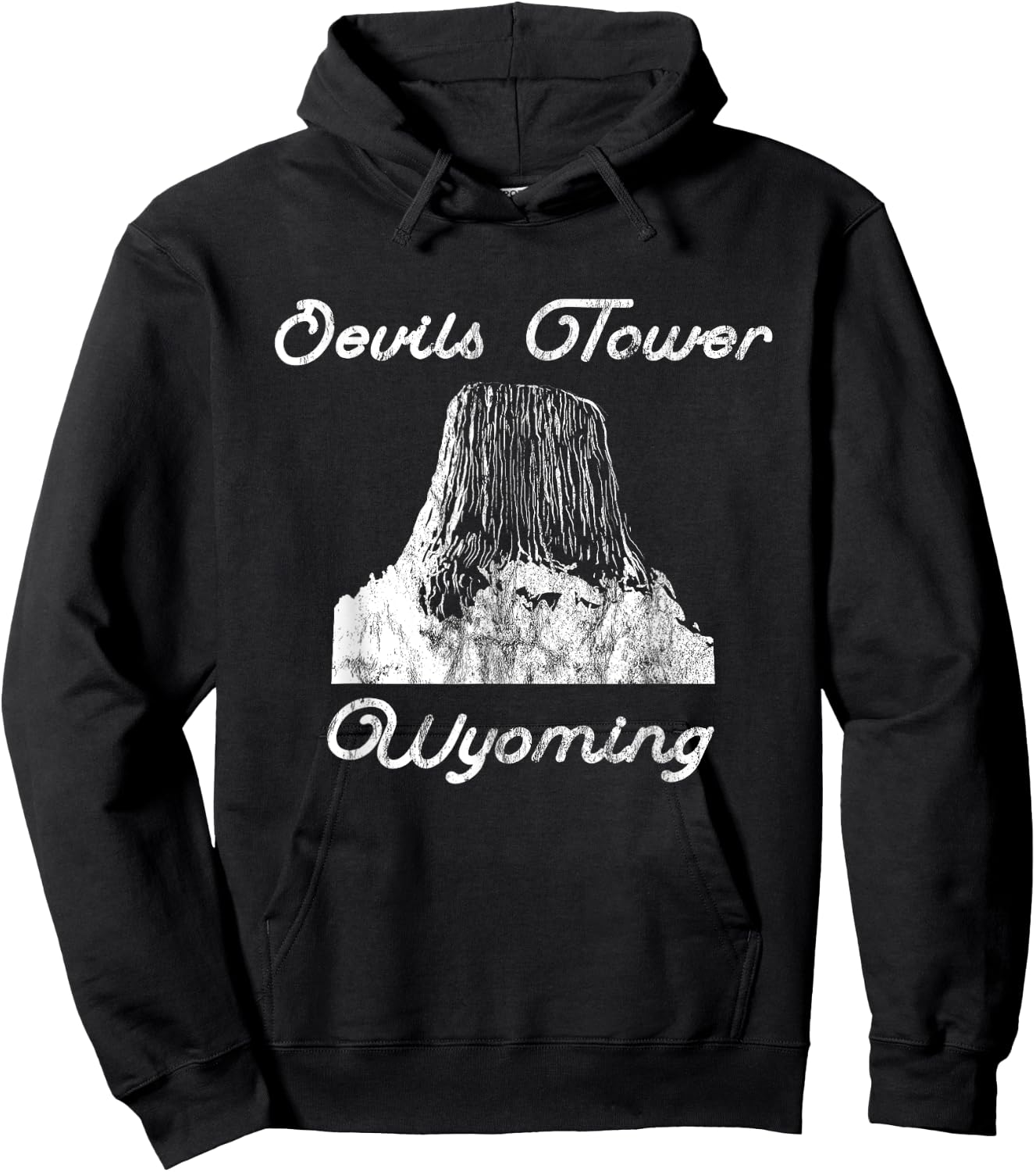 Devils Tower Wyoming National Monument Retro Vintage Hoodie - Hoodie | Black