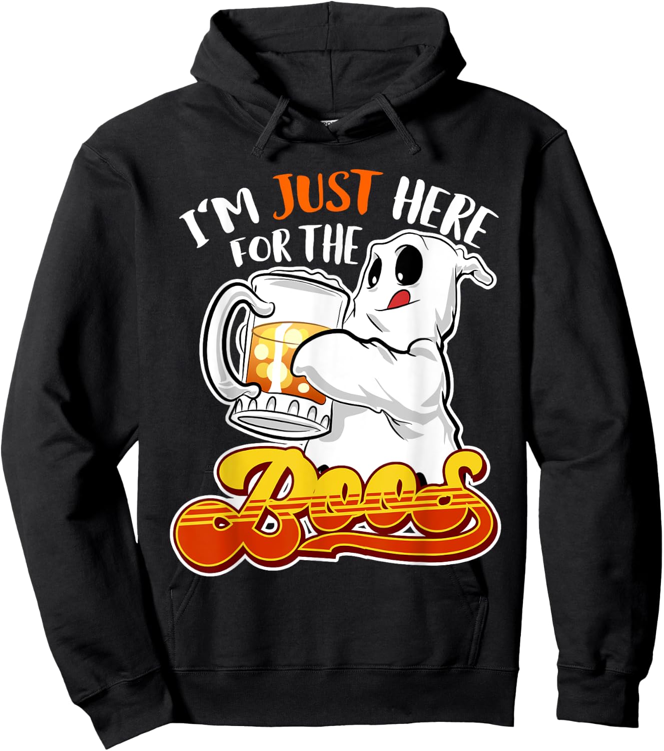 I'm Just Here for the Boos Funny Halloween Ghost Hoodie - Hoodie | Black