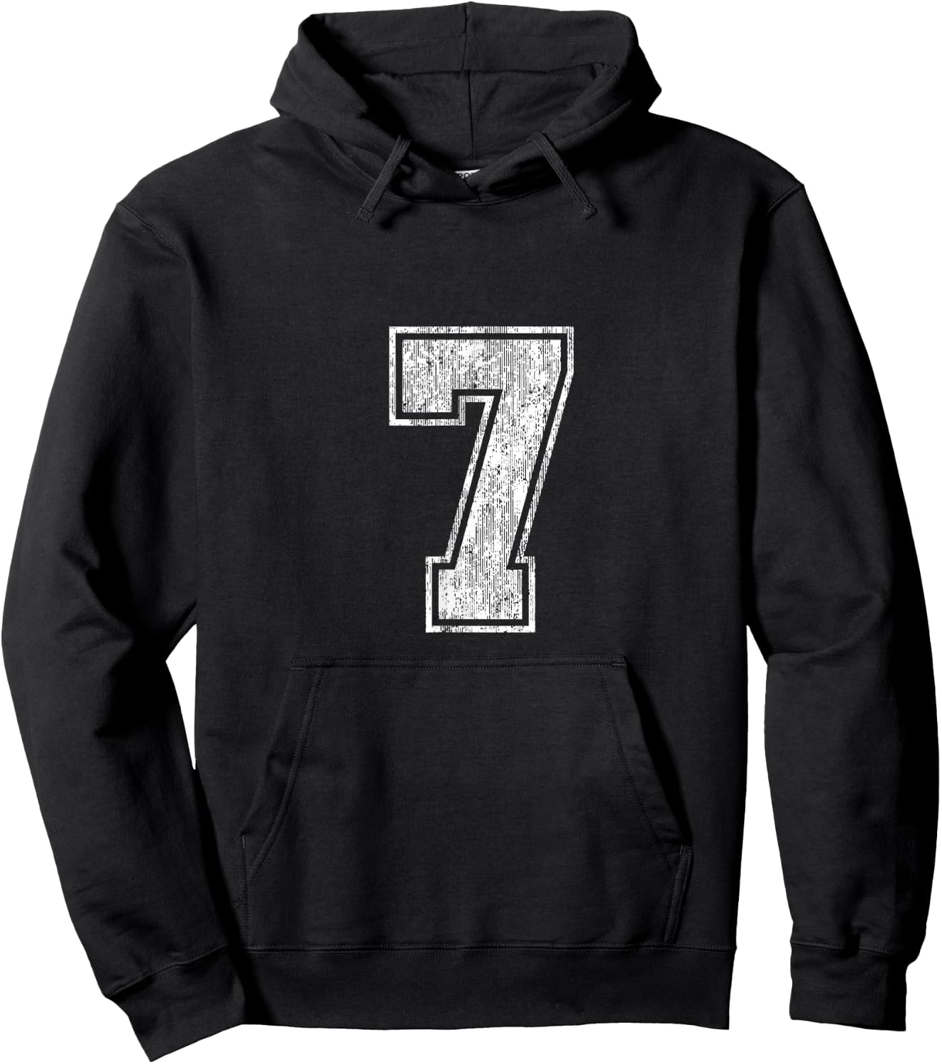 Number 7 Vintage Seven Sports Design Hoodie - Hoodie | Black