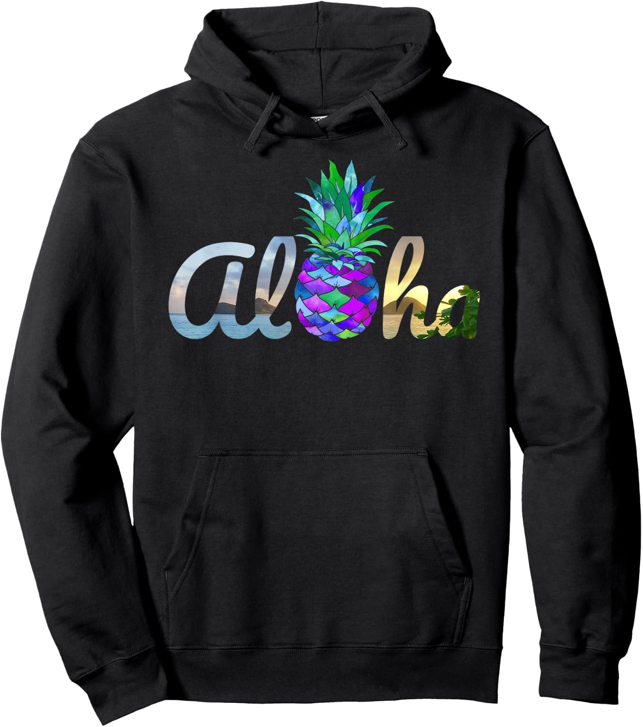 Cute Aloha Hawaii Pineapple Mermaid Purple Beach Lovers Luau Hoodie - Hoodie | Black