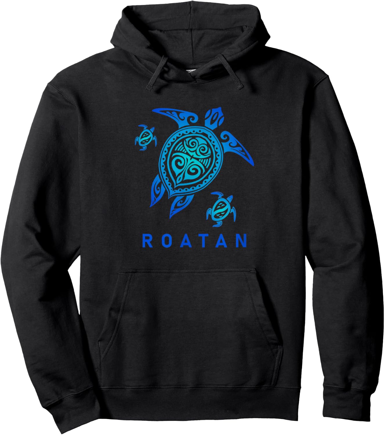Roatan Honduras Sea Blue Tribal Turtle Hoodie - Hoodie | Black