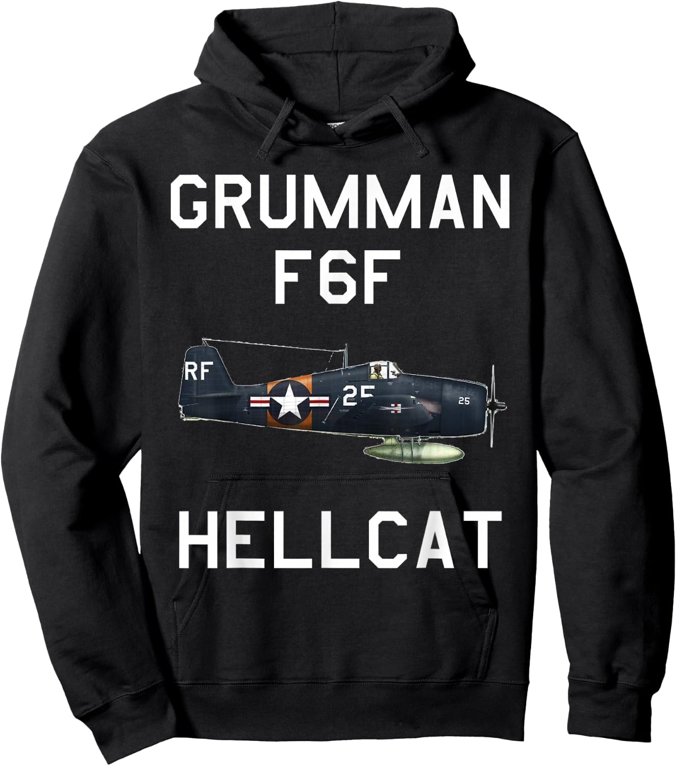 Grumman F6F Hellcat Military Navy Airplane Hoodie - Hoodie | Black