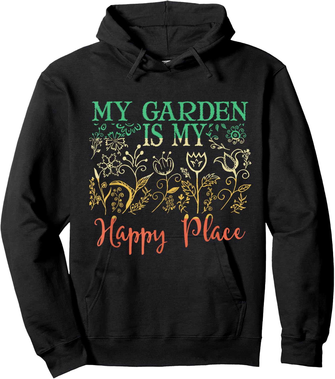 The Garden Is My Happy Place Vintage Style Gardener Hoodie - Hoodie | Black